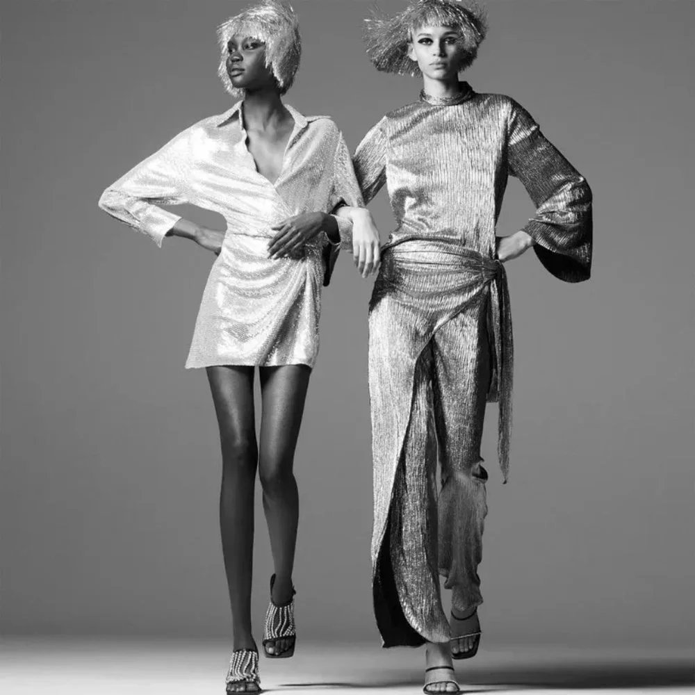 BLOGGER'S FAVE! Zara Limited Edition Sparkly Silver Wrap Front Pants SZ XS NWT - Picture 8 of 14